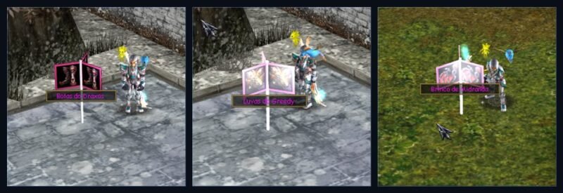 Bandeiras de itens de boss no chão